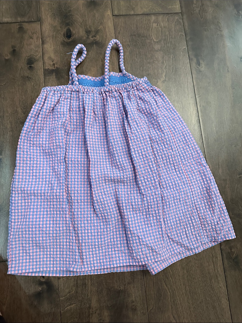 Crewcuts Pink and Lavender Gingham Dress with Braided Straps